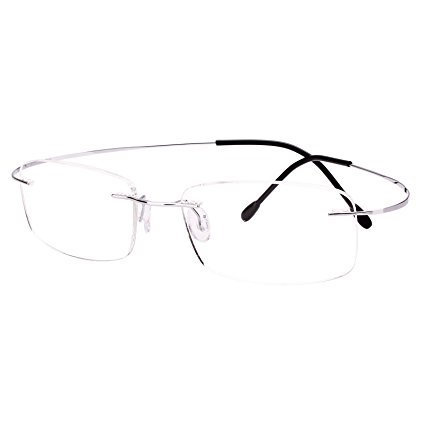 Agstum Pure Titanium Rimless Frame Prescription Hingeless Eyeglasses Rx