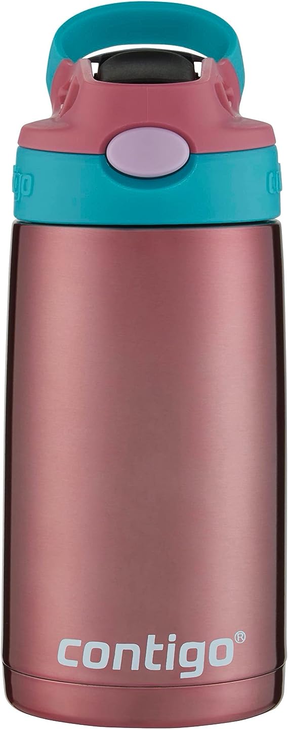 Contigo Aubrey Kids Stainless Steel Water Bottle with Spill-Proof Lid, Cleanable 13oz Kids Water Bottle Keeps Drinks Cold up to 14 Hours, Punch