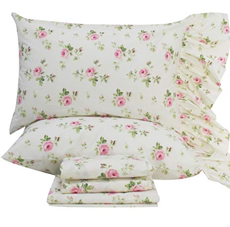 Queen's House Rose Floral Pillowcases Shams Queen Set of 2