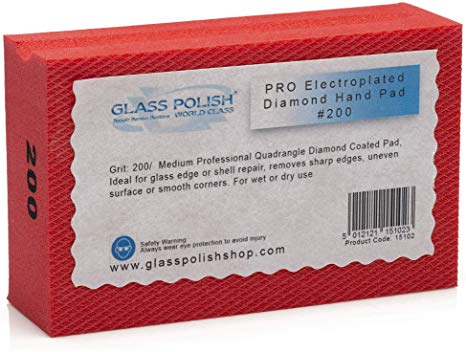 GP15102 Diamond Hand Sanding Pad for Sanding, Grinding, Polishing and Sharp Edges/for Glass, Stone, Marble, Concrete/A  Class/GRIT 200 - Semi-Fine