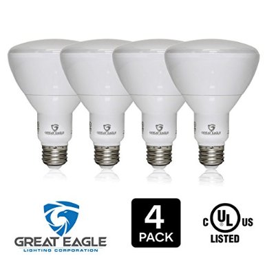 Great Eagle LED BR30 3000K Dimmable Bulb. 15 Watt (100W) UL Listed Bright White Light for Recessed and Track Lighting Fixtures - USA Seller (4-pack)