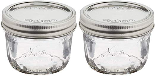 Kerr Wide Mouth Canning Jars with Lids and Bands | Half Pint | 8-oz | 2-Pack