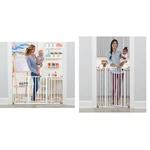 Regalo 56-Inch Extra WideSpan Walk Through Baby Gate, includes 4-Inch, 8-Inch and 12-Inch Extension & Easy Step 36" Extra Tall Walk Thru Baby Gate, includes 4-Inch Extension Kit