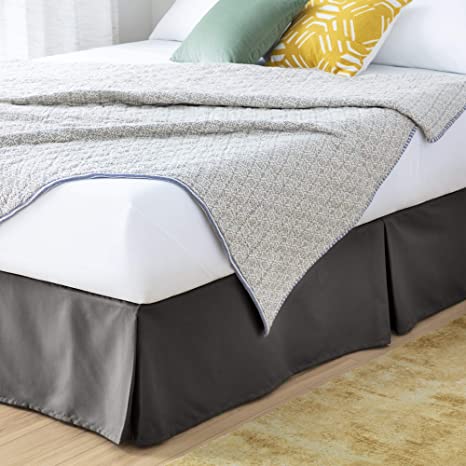 Linenspa 14 Inch Microfiber Wrinkle and Fade Resistant-Machine Washable-Easy Use Pleated Bed Skirt, Twin XL, Graphite