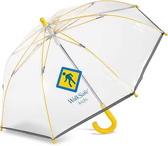 ShedRain Walk Safe Manual 32" Arc Kids Stick Umbrella - Clear with Silver Reflective Trim