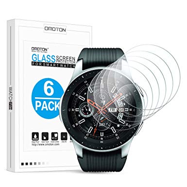 [6 Pack] Samsung Galaxy Watch 46mm & Gear S3 Screen Protector - OMOTON Tempered Glass Screen Protector for Galaxy Watch 46mm/ Gear S3