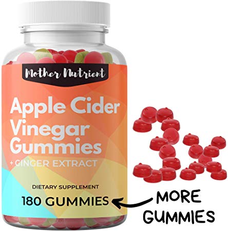 (1 Pack | 180 Gummies) Apple Cider Vinegar Gummies. Raw, Organic, Unfiltered. Family Size ACV Gummies. Supports Digestive Health, Increased Energy, and Detox. Apple Flavor