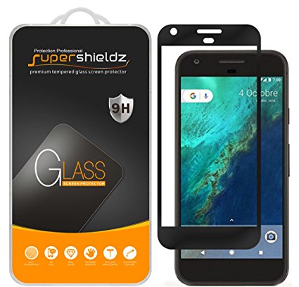 Google Pixel Tempered Glass Screen Protector, [Full Screen Coverage] Supershieldz, Anti-Scratch, Anti-Fingerprint, Bubble Free (Black)