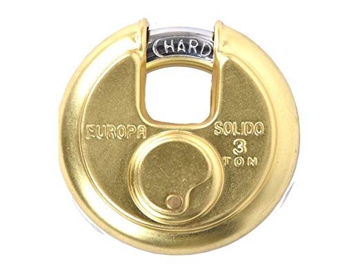 Europa P-370-BI Brass Matte Finish 70 mm Anti-Burglary Insurance 12 mm Hard Shackle 3 Keys BM Disk Padlock with 11 Pin Dimple and 1 Light Key
