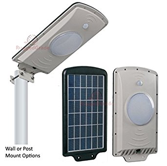 6 Watt -LED Solar Wall Light - Solar Street Light - up to 800 Lumen - All in One Solar with Motion Series - Professional Grade Street Solar Light - Solar Powered with Lithium Ion Battery Included