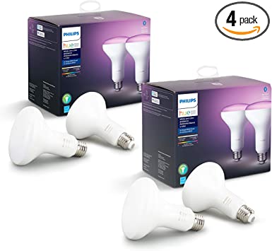 Philips Hue 548586-4 CFH BLE Smart Light Bulb, 4 Count (Pack of 1), White and Color Ambiance (16 Million Colors)