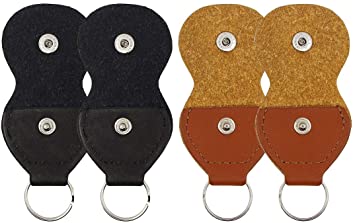 Guitar Picks Holder Case - Leather Keychain Plectrum Key Fob Cases Bag (4 pack)