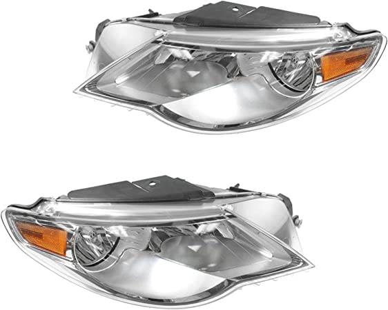 AM Autoparts Headlight Headlamp Left & Right Pair Set of 2 Kit for 09-12 Volkswagen CC