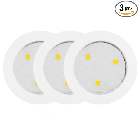 Globe Electric 25787 2 Watt LED Puck Light Kit, White Finish, 3 Pack