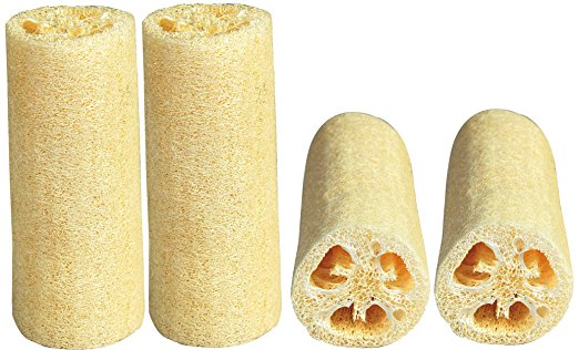 LUXEHOME Loofah Sponge, 4 Pack, Large 6" Length, Natural Scrubber, Perfect for Bath or Kitchen