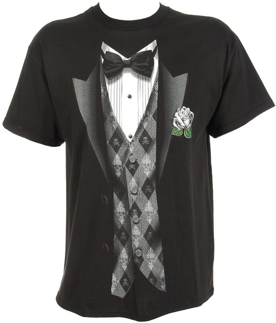 Hybrid Black Tie & Argyle Vest T-Shirt