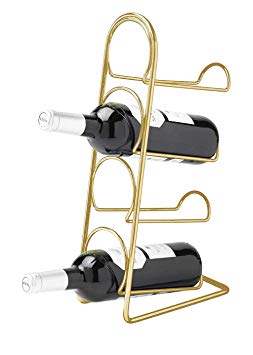 Hahn 18270045 Pisa Copper 4 Bottle Wine Rack, Steel, Gold