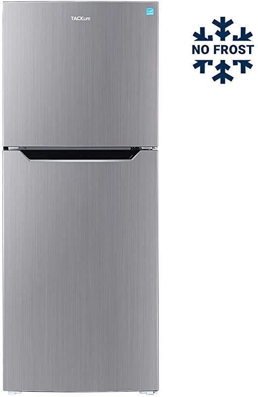 TACKLIFE 7.0 Cu. Ft Fridge with Freezer, No Frost, Mid-Size Refrigerator, Energy Star Rating, Low noise, Two Door Apartment Size, Stainless - HVSFR700