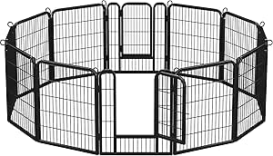 Yaheetech Parc pour Chien 12 Panneaux Cage pour Chien Enclos Chien Chiot Lapin Rongeur en métal 80 cm de Hauteur