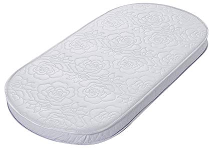 Big Oshi Waterproof Oval Baby Bassinet Mattress - Waterproof Exterior - Thick, Soft, Breathable Foam Interior - Comfy, Padded Design, Also Fits Portable Bassinets - 19" x 31" x 2", White