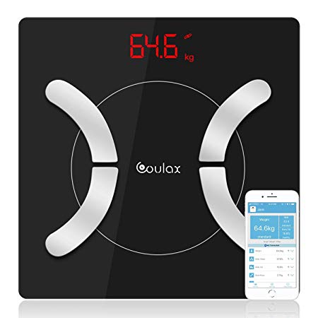 Bluetooth Body Fat Scale with IOS and Android App Smart Wireless Digital Bathroom Scale for Body weight, Body Fat, Water, Muscle Mass, BMI, BMR, Bone Mass and Visceral Fat