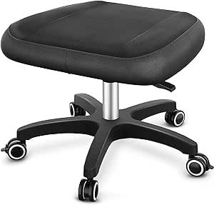 TASALON Multi-Use Footrest Stool Adjustable Height with 360° Rolling Lockable Wheels,Rest Ottoman,Office Footrests,Video Game Stool for Gaming for Home Office- Black