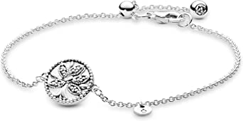 PANDORA Jewelry Sparkling Family Tree Slider Cubic Zirconia Bracelet in Sterling Silver