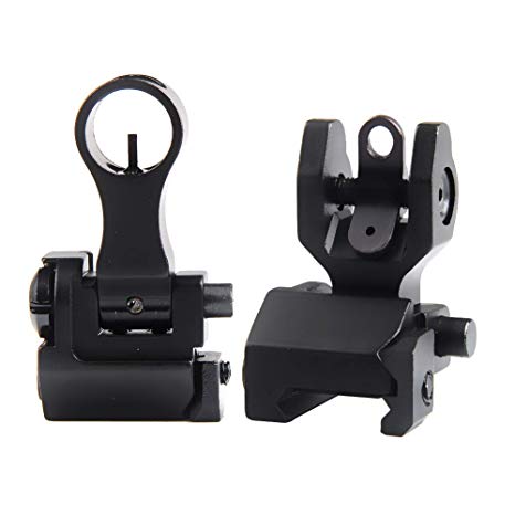 Flip Up Sights Backup Iron Sight with Lightweight Durable Folding Down Elevating and Windage Adjustment Easy to Mount Picatinny Mount for Rifle Shooting Accuracy