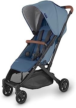 UPPAbaby MINU V2 Lightweight Stroller - CHARLOTTE (Coastal Blue on Carbon Frame with Saddle Leather)