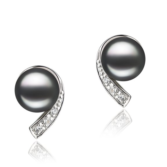 PearlsOnly Claudia Black 70-75mm AA Freshwater Sterling Silver Cultured Pearl Earring Set