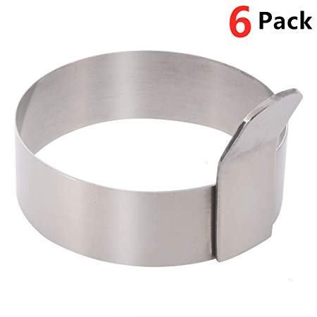 Egg Ring, 3 Inch Stainless Steel Omelet Mold Cooking Non Stick Pancake Ring Metal Kitchen Cooking Tool 6 Pack