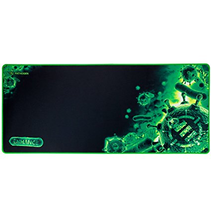 Extended Large Gaming Mouse Pad by ENHANCE - XL Mouse Mat (31.5" x 13.75") Anti-Fray Stitching for Professional eSports with Low-Friction Tracking Surface and Non-Slip Backing - Green