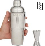 Premium SST Cocktail Shaker and 24 Oz Mixer Set by Bar Brat  Bonus 110 Cocktail Recipes ebook and Jigger For Accurate Pours  Mix Any Alcohol Martini Drink To Perfection  Built-In Strainer Kit