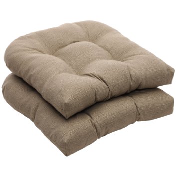 Pillow Perfect Indoor/Outdoor Taupe Textured Solid Wicker Seat Cushions, 2-Pack