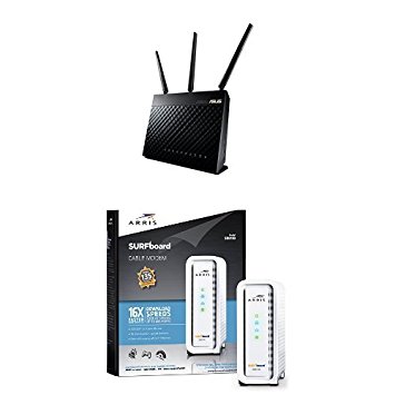 ASUS (RT-AC68U) Wireless-AC1900 Dual-Band Gigabit Router & ARRIS SURFboard SB6183 DOCSIS 3.0 Cable Modem - Retail Packaging - White