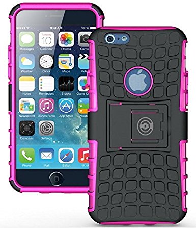 iPhone 6 Plus Case, iPhone 6/6S Plus Armor cases (6 ) Tough Rugged Shockproof Armorbox Dual Layer Hybrid Hard/Soft Slim Protective Case (5.5 inch) by Cable and Case - Pink Armor Case