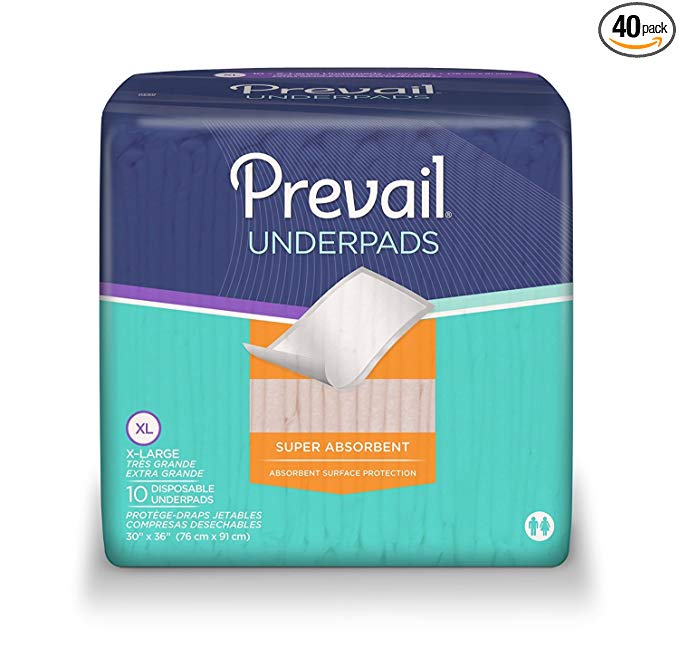 Special 4 packs of Underpad Prevail 30"x36" - 10 per pack - First Quality PV410