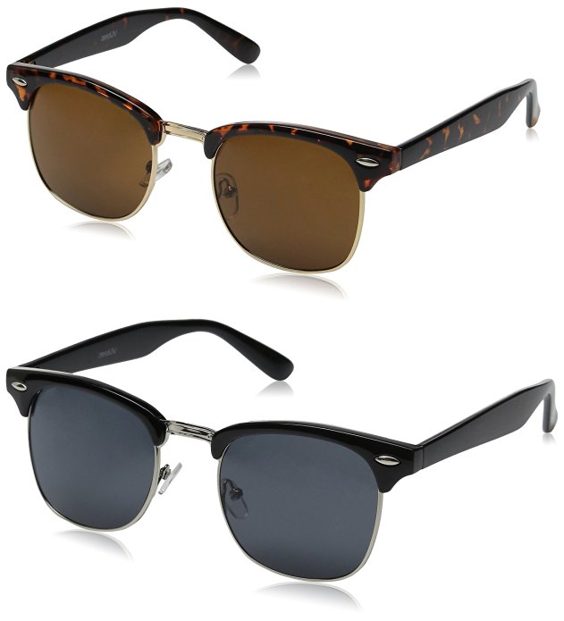 zeroUV - Premium Half Frame Horn Rimmed Sunglasses with Metal Rivets