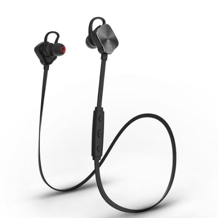 Mpow® Magneto Wearable Bluetooth Headphones, [New Version] Stereo Wireless Bluetooth 4.1 and Apt-X Sport Earphones Magnetic Control Running Headphones Headset with Mic Hands-free Calling for iPhone 6 /6s /Plus, iPhone SE / 5s, iPad, LG, Samsung Galaxy S7 Edage S6 Edage and Other Android Cell Phones, Black
