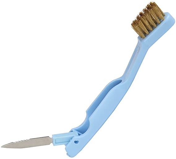 Home-X Wire Brush with Fold Out Scraper Knife, The Perfect Tool for Around the House, Blue