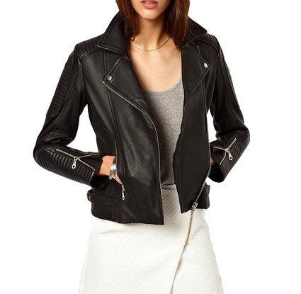 Premium Leather Women's Lambskin Leather Bomber Biker Jacket S Black