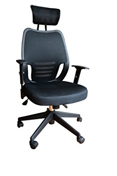 HomCom High Back Ergonomic Executive Mesh Office Chair Swivel Computer PC Desk Chair Seat with Headrest Black