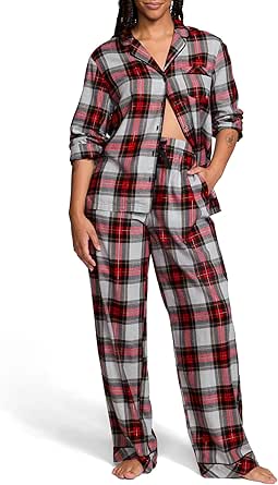 Victoria's Secret Flannel Pajama Set, Long Sleeve Button Down Shirt & Pants Set, Sleepwear for Women (XS-XXL)