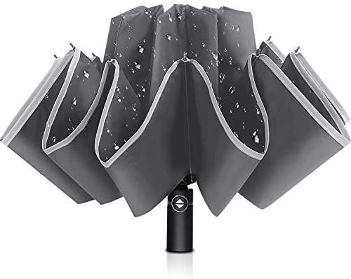 Bodyguard Inverted Umbrella, Windproof Umbrella, Reverse Umbrella with Reflective Stripe, Teflon Umbrella in Rain and Sun