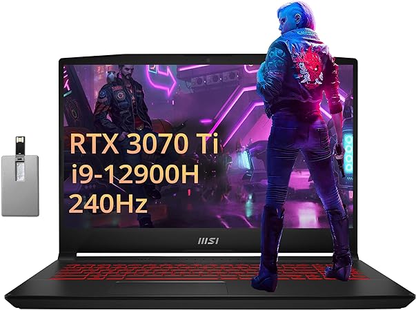 MSI Katana GF66 15.6” FHD Gaming Laptop, Intel Core i9-12900H, NVIDIA GeForce RTX 3070Ti, 16GB DDR5 RAM, 1TB PCle SSD, Backlit Keyboard, Nahimic Audio, WiFi 6, Black, Win 11 Pro, 32GB USB Card