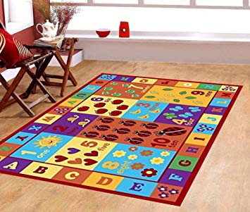 Furnish my Place 740 Numbers 5X7 Kids ABC Educational Alphabet Letter Anti Skid, 4'5" X6'9, Multi/Color