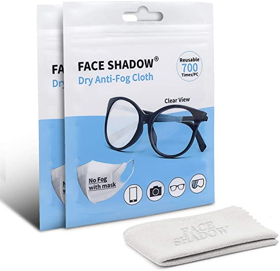 Face Shadow Anti Fog Wipes for Eye Glasses, Glasses Cleaner, Anti Fog Cloth for Eye Glasses, Tablets, Screens, Lens Wipes for Camera Lenses