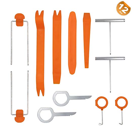 EuTengHao 12 Pcs Auto Door Clip Panel Trim Removal Open Tools Window Molding Upholstery Fastener Clip Removal Installer Tool Kits for Car, Auto Radio
