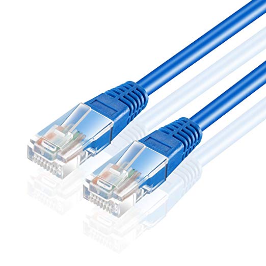 TNP Cat6 Ethernet Patch Cable (15 Feet) - Professional Gold Plated Snagless RJ45 Connector Computer Networking LAN Wire Cord Plug Premium Shielded Twisted Pair (Blue)