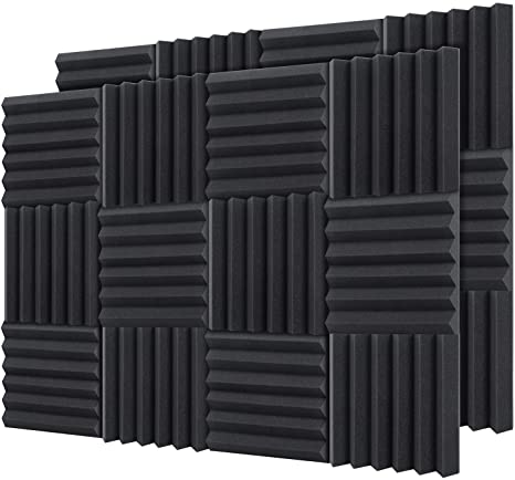 Acoustic Foam Panels 24 Pack, Ohuhu Acoustic Panels Studio Foam 2 Inch 5 cm thick Acoustic Treatment Kit for Studios, Recording Studios, Offices, Home Studios - Black